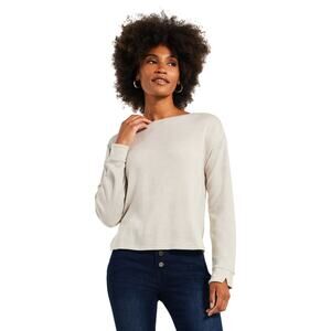 NIC+ZOE Sparkle Bateau Sweater Top Metallic Neutral Mix Beige Silver NWT Small